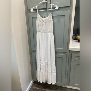 Forever 21 White Lace-Trim Maxi Dress